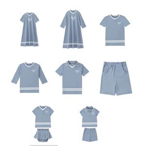 AP print sporty cotton casual spring suummer family matching clothing kids boys girls fashion school uniform shirt dress clothes 240418