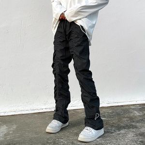 Наборы с штанами Человек Harajuku Punk Mens Streetwear Black Hip Hop Fashion Clothing Случайные тактические брюки Y2K Goth Flared 240412