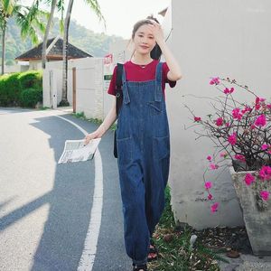 Women's Jeans Vintage Denim Strap Pants Women Overalls 2024 Spring Summer Loose Streetwear Casual Harem Cowboy Trousers Female 7728