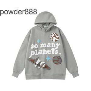 2024 High Street Trendy Hoodie Star Letter Letverse Universe Planet Foam Print Love Velvet Tweater Hellstar