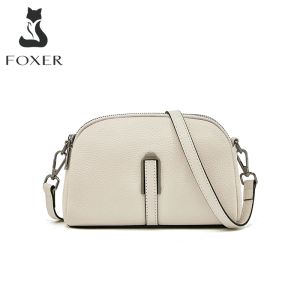 Shell Foxer Pu Feminino Pu Simples ombro Bola Crossbody Moda Lady Lady Leather Messenger Messenger Zipper Bolsa Longa Bolsa Feminina Bolsa