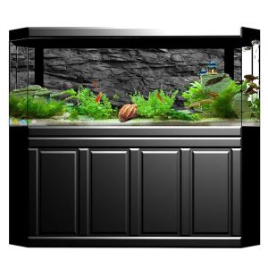 Akwaria 1roll 3D Effect Black Stone Aquarium Plakat HD Rock Stone Self Athezyjna aksyment