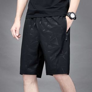 Man Shorts New Casual Summer Elastic Waist Ice Silk Quick Drying Fashion Printed Men's Large Size Sports Beach Shorts Running Basketball G