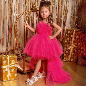 Baby Girl Tulle släpvitt dopklänningar Princess Bow Party Wedding Birthday Bridesmaid Dress First Communion Gown 2 8 år 240407