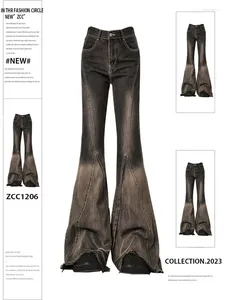 Jeans femminili donne marrone flare nera vintage y2k anni '90 estetica pantaloni battiti di jeans emo anni '90