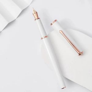 Pens Hongdian 920 Rose Gold Fountain Pen Extra Fine/Fine Nib 0.4/0.5mm Ink Pen For Ladies Business Office School Supplies Stationery