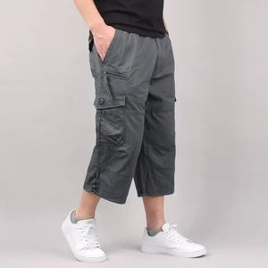 Mens Cargo Shorts Summer Loose Casual Pants Elastic Waist Large Size Outdoor Jogging Sweatpants Trend Multi Pockets 240419