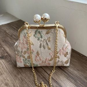 Buckets 2023 NEW Original Handmade Well Bag Mother Gift Chic Lay Flowers Bags Shell Lock Bags Vintage Women Bag Tote Women's Handbags