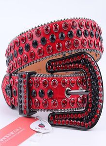 Cinture vera pelle rossa rossa cintura designer di lusso cowboy bling dimond bordata per donna uomo cinturones para hombre4391808