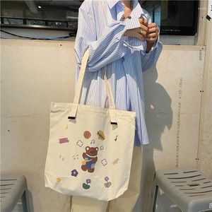 バッグの女性キャンバス肩かわいいクマの毎日のショッピングバッグ学生の本大容量綿布ハンドバッグトート