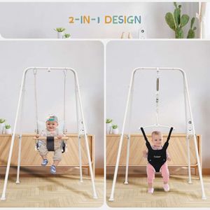 2-in-1 Baby Pullover Swing Chair and Rocking Chair Set for Indoor and Outdoor Fun - Children's Swing Chair in Cotton White