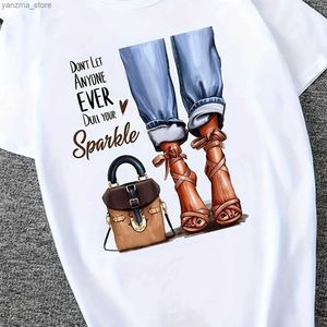 Frauen T-Shirt Casual T-Shirt Womens plus grafischer Slogan-Druck kurzer Slve Rund Hals mittelstrettern T-Shirt Cartoon Print Funy Clothes Y240420