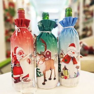 Flask täcker jultomten vin snögubbe viner flaskor täcker hjort xmas presentpåse nyår julbord dekoration th0142 s s s
