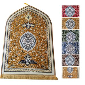 Печатный молитвенный коврик для мусульманского рамаданского фланелевого поклонения на колени одеяло против ковров против скольжения Портативный коврик для путешествий 240419