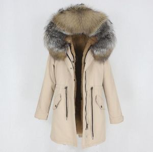 OFTBUY 2020 NEU WASGAFORTISCHE LANGE PARKA WINTER Jacke Frauen Mantel echt natürlicher Fuchs Waschbär Pelzhaube Außenbekleidung abnehmbar Streetwear3717712