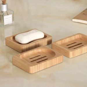 Mydlane drewniane drewniane potrawy ekologiczne naczynia z litym drewnem prostokąta pudełko przenośna magazyn Bamboo taca bez poślizgu łazienki th1300 s
