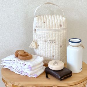 Taschen Korea Style Neugeborene Babypflege Baumwollwickelbeutel Mumie Mode Stickerei gesteppte Tasche tragbare Kleinkindwagen Reißverschluss Handtasche
