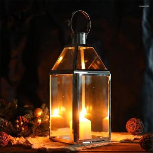 Candle Holders European Stainless Steel Glass Holder Silver Xmas Decor Table Stick Romantic Wedding Bar Party Home Decorations