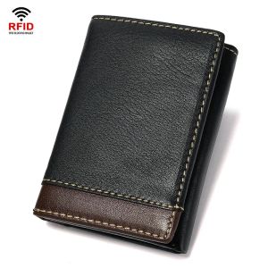 Portfele oryginalny portfel skórzany dla mężczyzn Kobiety biznesowe karty kredytowe RFID Blokowanie mini portfele Money Clip Bag