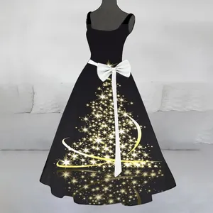 Abiti casual costumi di Natale vintage per donne abiti da festa eleganti taglie forti grafici lunghi un pezzo vestidos para mujer