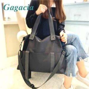 Bags GAGACIA Women's Big Travel Bags Black Large Capacity Handbags For Female Travel Totes Oneshoulder Handbag Nylon Weekend Bag New