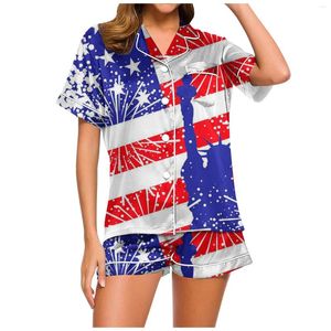 Frauen Nachtwäsche Pyjama Petite Independence Day Striped Print Fashion Daily Pyjama Hosen Set kleiner kariertes Flanellhose