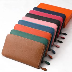 Carteiras de couro de couro de couro comprido bolsa longa zíper unissex bolsa de dinheiro sólida epsom de alta capacidade wallet de design de luxo famosa saco de telefone de marca