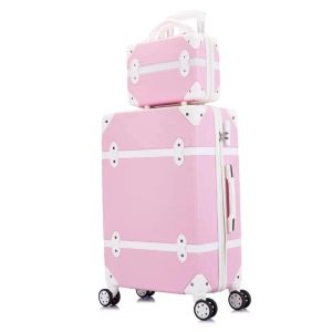 Luggage Carrylove Women Spinner ABS Retro Luggage 20"22"24"26" Trolley Bag Vintage Suitcase Set On Wheels