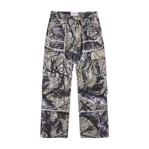 Workowate dżinsy American Camouflage Multi Pocket Dżinsy Mężczyzn High Street Hip-Hop Prosty Noge Pants