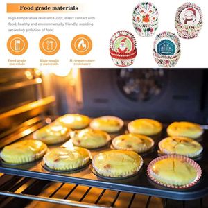 Coppe per la festa di pupazzo di neve cupcake cuocere in cottura di muffin stampato di Babbo Natale Merry Christmas Bakeware Decoration DECORAZIONE CUPER TH0262