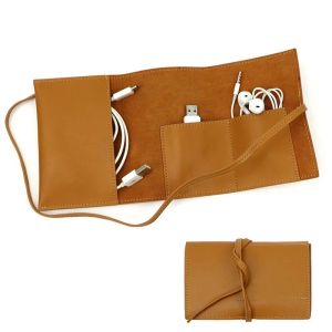 Wallets Genuine Leather Organizer Bag Toll Bag Travel Cable Storage Roll Electronics Accessories Organiser Leather Jewelry Roll Up