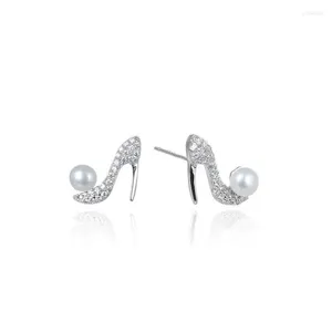 Studörhängen Lefei Fashion Trendy Classic Luxury Design Simple Pearl Diamond-Set High Heel Earring Women Silver S925 Party Charm Jewelry