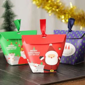 Candy Santa Box Eve Christmas Claus 선물 포장지 가방 크리스마스 나무 눈송이 패턴 어린이 사탕 선물 저장 케이스 Th0239