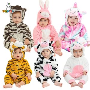 Michley Halloween Prezenty Krowa Zima Baby Rompers Cartoon Flannel Costume Niemowlę miękki kombinezon Bodysuit piżamowy za 2-36 miesięcy 240409