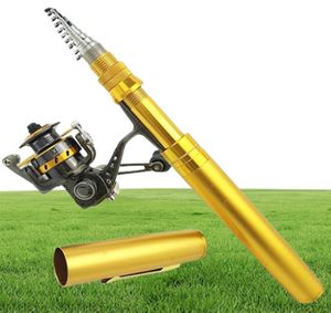 18m 21m pen shape rod spinning telescopic pocket rod rock fishing pole cast reel set portable mini metal shell fishing rod 201029053369