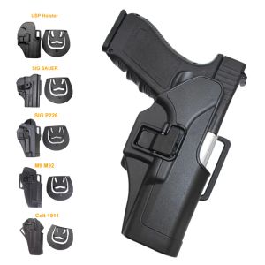 Tillbehör Taktiskt pistolhölster för Glock 17 19 Beretta M9 Colt 1911 Sig Sauer P226 HK USP Airsoft Belt Holster General Hunting Pistol Case