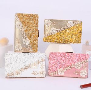 Blumenstrass -Party -Umschlag Taschen Retro Glitter Abendtaschen Mode elegantes Bankett Kupplungsbeutel Handtasche Handtasche