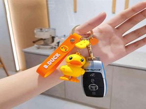 Karikatür Bduck Küçük Sarı Ördek Anahtarı Kadınlar Çanta Kolye Yaratıcı Bebek Sırt Çantası Anahtar Accessorie Keyring Araba Lüks Hediye4912999