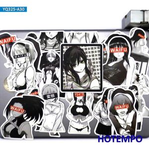 30pcs Sexy Anime Girls Black White Manga Otaku Waifu Phone Laptop Car Stickers for Notebooks Skateboard Motorcycle Bike Sticker Ca2328169