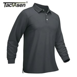 Tacvasen Quick Dry Golf Polo Shirts Mens Breattable Long Sleeve T-shirts Sport Tees Casual Work T-shirt Pullover Tops Man 240419