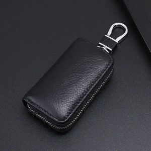 Portafogli Nuovo portachiavi in pelle vera di alta qualità BASSO UNISEX Key Key Car Slip Car Wokekeeper Mini Small Keys Case Case Car Key Porta