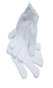 Luvas de chuveiro de limpeza de nylon brancos luvas esfoliantes de banho de cinco dedos, luvas de banheiro de banheiro, suprimentos para casa GWE78182127466