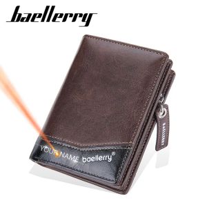 Wallets Baellerry 2023 New Short Men Wallets Free Name Customized Card Holder Luxury Male Purses Simple Classic Coin Pocket Men's Wallet