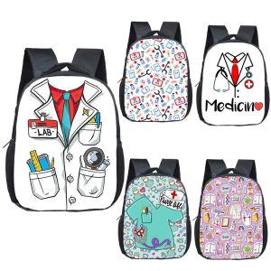 Taschen süße Arzt Krankenschwester Uniform Print Rucksack Kinder Schultaschen Medizinische Stethoskop Spritze Kinder Kindergarten Tasche Kleine Kleinkindtasche