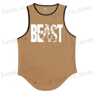 Erkek Tişörtleri Spor Salonu Erkek Kafes Kırış Koşu Tank Top Moda Spor Slveless Hızlı Kuruyan Yelek Egzersiz Giyim Vücut Geliştirme Singlets T240419