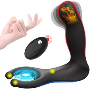 10 vibration trådlös fjärrkontroll prostata massager testis stimulator uppvärmning gles anal plug vibrator sex leksaker för män 240412