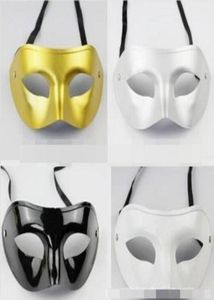 Homem preto de ouro em ouro prateado meio rosto rosto arqueístico clássico clássico mask mardi gras máscaras venezianas máscaras de festa 50pcs82327772