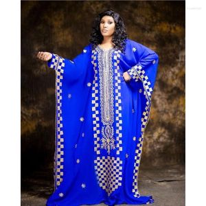 Etniska kläder Royal Blue Kaftans Farasha Abaya klänning från Dubai Marocko är en mycket snygg lång modetrender