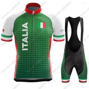 Tävlingssatser Cycling Jersey 2024 Italien Set Summer Italian Nation Cykelkläder Road Bike Shirts Suit Bib Shorts Mtb Ropa Maillot