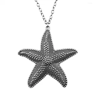 Colares pendentes 1pcs Big Starfish Colar para mulheres Ornamentos Jóias Fazendo itens Comprimento da corrente 70cm ou 45 4cm